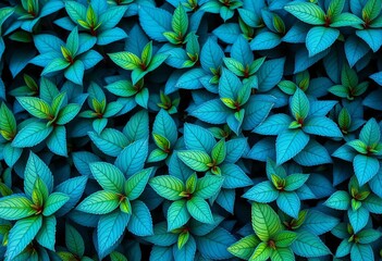 Deep blue foliage, vibrant background texture,  saturated,  surreal