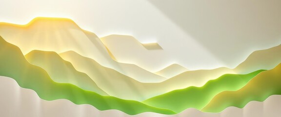 Intricate cut paper shapes forming a scenic landscape, sunlit hills and valleys,  design,  hills