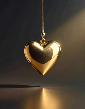 Golden Heart Pendant Suspended Gracefully.