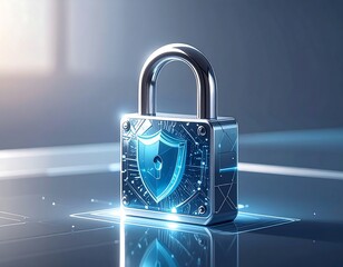 A gleaming digital padlock symbolizes security and data protection
