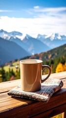Obraz premium Mug with mountain view.