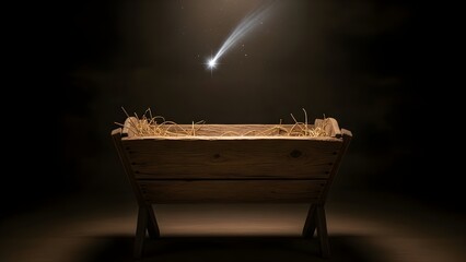 Empty Manger with Guiding Star - A Symbol of Hope and the Christmas Story.