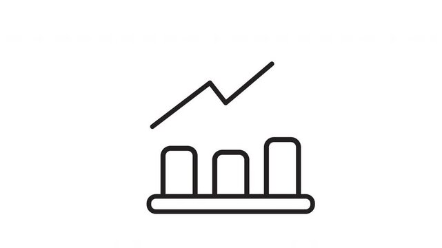 Line graph with rising columns representin Suitable for presentations, reports, articles. Depicts upward trend, growth, success. Represents statistical data visually with line graph