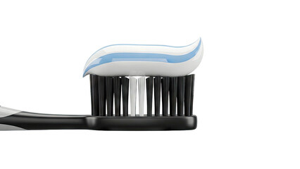 Black Toothbrush with Blue and White Toothpaste Swirl