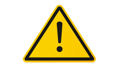 Yellow triangular warning sign with a black border and an exclamation mark.