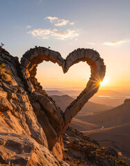 Fototapeta premium Heart Shaped Rock Formation at Sunset.