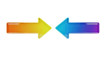 Two Opposite Direction Arrows with Gradient Colors