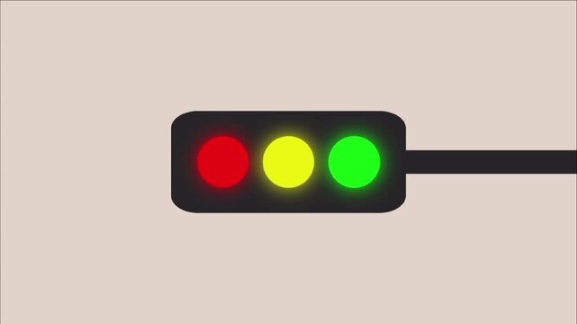A traffic light with a green light is displayed. The traffic light is shown in a simplified and playful style, with the red light