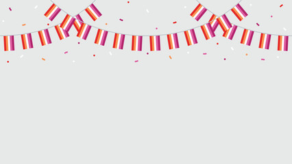 Orange, white, and pink colored party bunting, as the colors of the lesbian flag. LGBTQI concept. Flat design illustration.