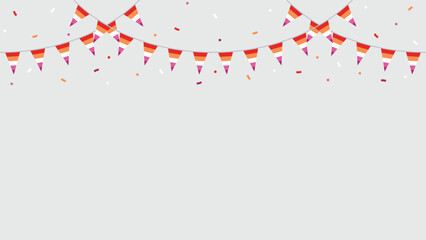 Orange, white, and pink colored party bunting, as the colors of the lesbian flag. LGBTQI concept. Flat design illustration.