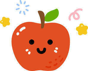 Fototapeta premium Cute Apple Cartoon Illustration