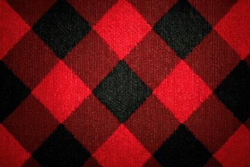 Red and black plaid pattern background with woven texture for design, fashion, or branding projects