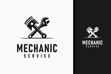 Piston and wrench for mechanic logo symbol icon design