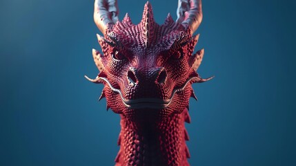 Front View Of Red Dragon Head Majestic