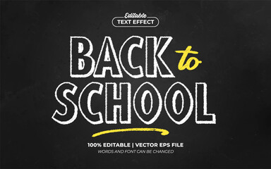 Back To School Chalk On Board Editable Text Effect Template Style Premium Vector