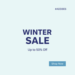 Obraz premium Winter Sale Banner with Discount Offer and Shop Now Button.