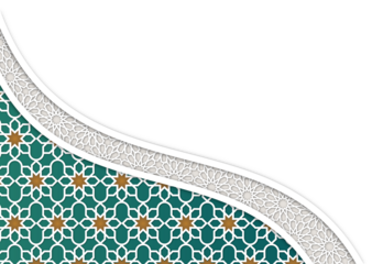 Islamic Geometric Design Corner Element - Teal and Gold