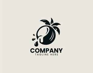 Fototapeta premium Coconut milk symbol is illustrated as clean black vector logo design