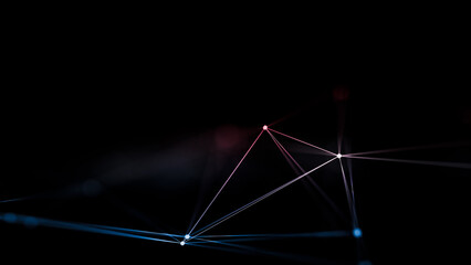 Abstract Neural Network Connection Technology Dark Background Copy Space. 3d rendering