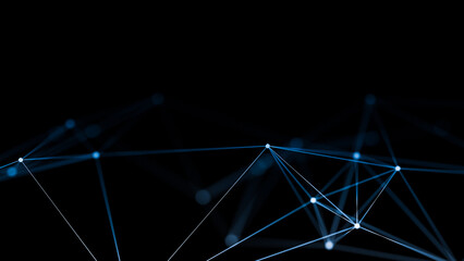 Blue Digital Plexus Connection Network Technical Background Copy Space. 3d rendering
