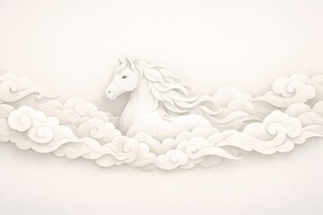 Majestic Hores Amid Auspicious Clouds Artistic Background Serene Environment