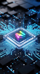 Obraz premium Artificial Intelligence Microchip Futuristic Technology Electronic Circuit Board Integrated System High Tech Innovation Computer Processor