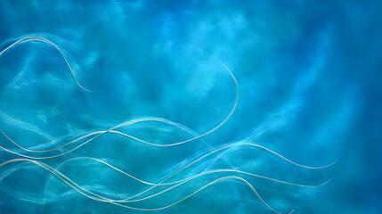 abstract blue composition featuring soft vibrant waves and wispy ethereal light strands
