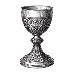 Decorated Chalice or Goblet engraving vector illustration