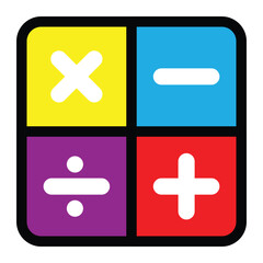 Obraz premium Collection of addition and subtraction icons. Calculator, math icons.