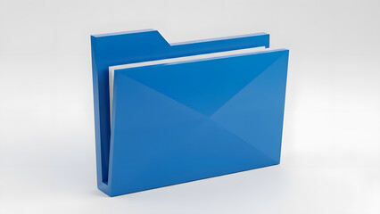 A clean, high-quality render of a blue file folder standing upright with papers inside.
