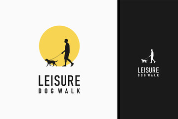 Man and dog walking logo symbol icon design