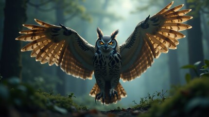 Majestic owl in flight