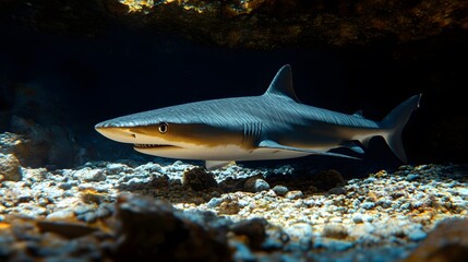 Deep sea sharks shuttle between rocks