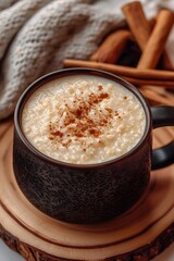 A bowl of fragrant oatmeal Congee with floating oats