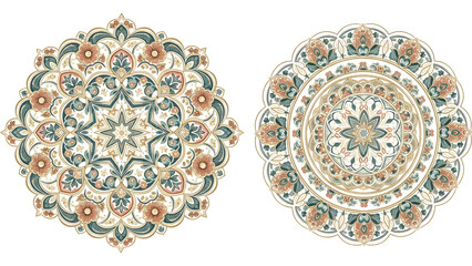 Two Islamic floral mandalas for Ramadan and Eid decoration