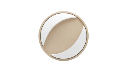 Circular beige object with white curved inlays and black border