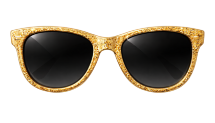 Gold glitter sunglasses with black lenses luxury fashion accessory, generative ai