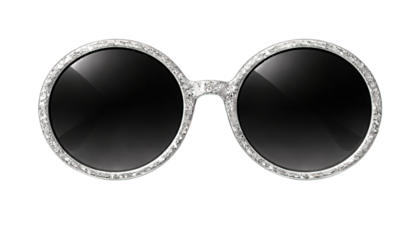 Silver glitter round sunglasses with black lenses luxury fashion accessory, generative ai