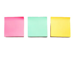 Three colorful sticky notes arranged in a row