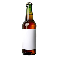 Amber liquid in a clear bottle, blank label, black background