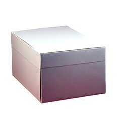 A plain silver and pink square box on a black backdrop