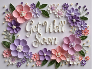 Paper Quilling Style "Get Well Soon" Pastel Holographic Healing

