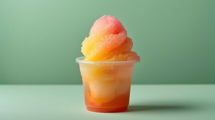 Tall Rainbow Shaved Ice In Plastic Cup