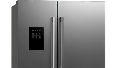 Modern Stainless Steel Refrigerator with Digital Display