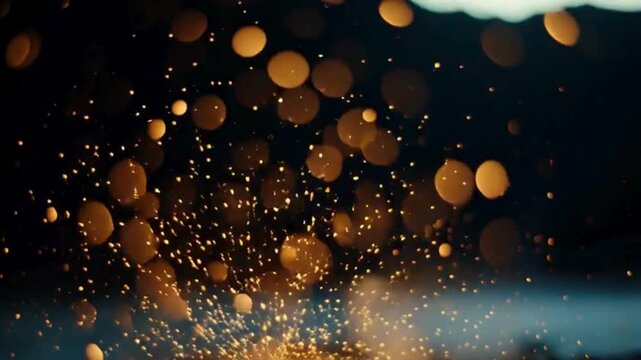 Golden Spark Particles Rising in Dreamy Cinematic Glow
