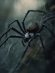 Spiders weave webs of prey in the corner of the garden