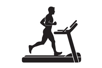 Fototapeta premium Treadmill running icon silhouette vector art