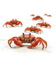 Group of crabs on sandy beach