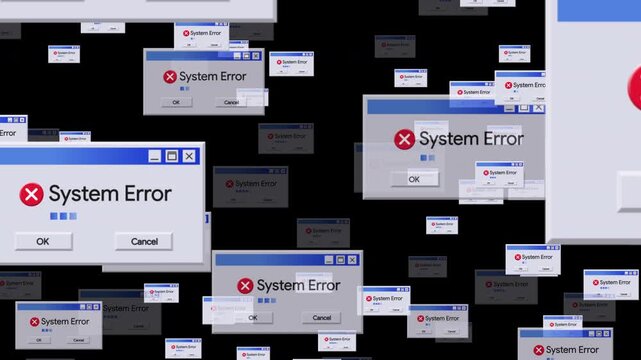 Flying System Error Message Notifications Seamless Loop on a computer display