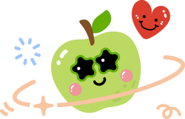 Cute Green apple Cartoon Illustration